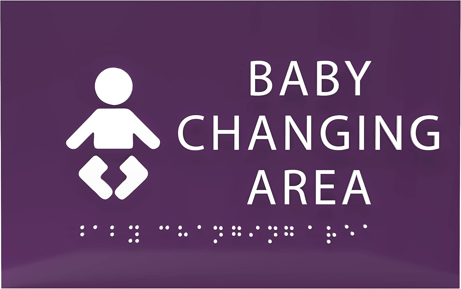 6" X4" Baby Changing Area Sign | Tactile Graphics Grade 2 Braille Text Baby Care Sign| ADA Compliant Wall Mount Plastic Restroom Sign for Hospital, Offices, Clinics and Apartments