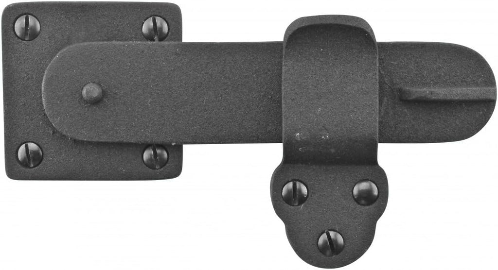 Renovators Supply Manufacturing Door Latch 5 3/4 in. Black Wrought Iron Gate Latch/Barn Door Latch Lock with Mounting Hardware