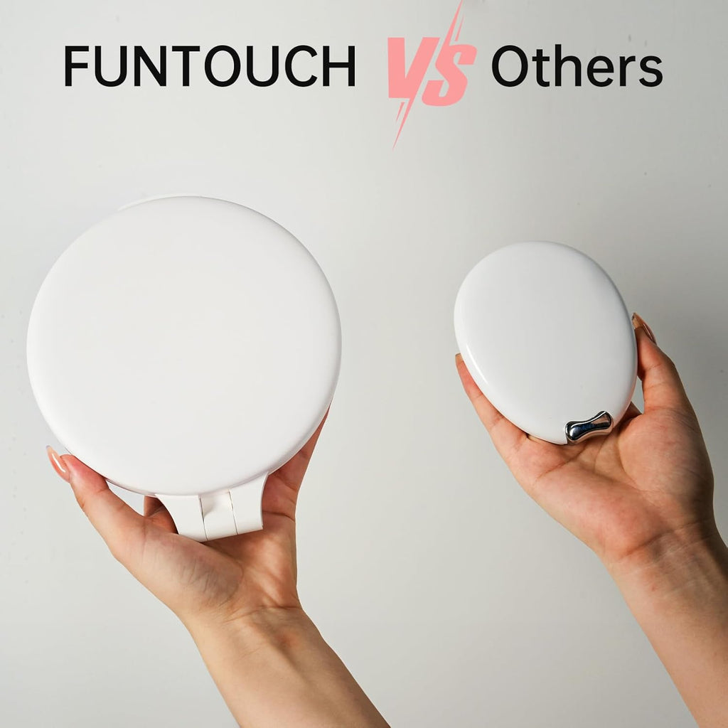 FUNTOUCH Travel Mirror with Light, 1X/10X Rechargeable Portable Magnifying Mirror with Light, Touch Switch & Adjustable Brightness Makeup Mirror for Plucking Eyebrows (7in)