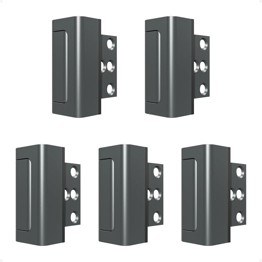 5 Pack Home Security Door Reinforcement Lock, Childproof Safety Door Lock Latch Stopper, Removable Screw-Mounted, Prevent Home Unauthorized Entry, Aluminum Construction, Withstands 800 lbs