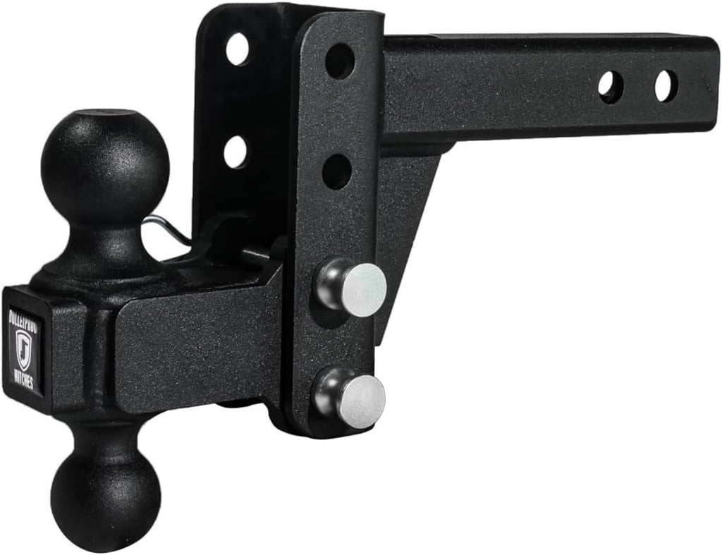 BulletProof Hitches - 2.0" Adjustable Medium Duty Trailer Hitch (14,000 lb. Rating) - 2" Drop/Rise Trailer Hitch with 2" & 2-5/16" Dual Ball - Powder Coat, Box Steel, Corrosion-Resistant