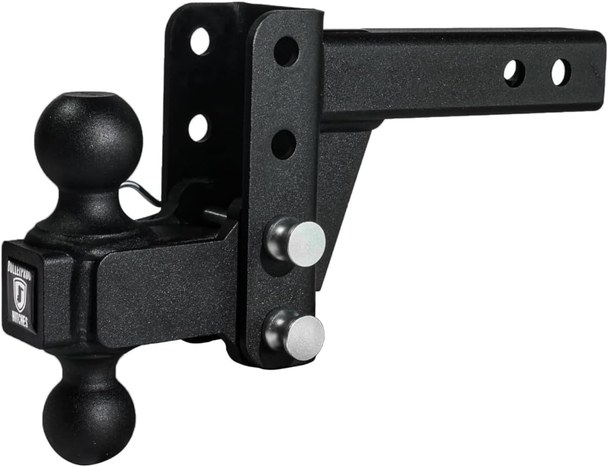 BulletProof Hitches - 2.0" Adjustable Medium Duty Trailer Hitch (14,000 lb. Rating) - 2" Drop/Rise Trailer Hitch with 2" & 2-5/16" Dual Ball - Powder Coat, Box Steel, Corrosion-Resistant