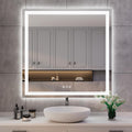 ISKM 38'' x 38'' LED Mirror for Bathroom Lighted Vanity Mirror for Wall Front Lights + Backlit LED Bathroom Mirror Anti-Fog Tempered Glass ETL Listed