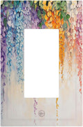 Colorful Wildflower Wisteria Cascade Floral Flower Decorative Outlet Covers 1 Gang Single Rocker Light Switch Cover Plate Wall Plates GFCI Faceplate for Bedroom Living Room Decor
