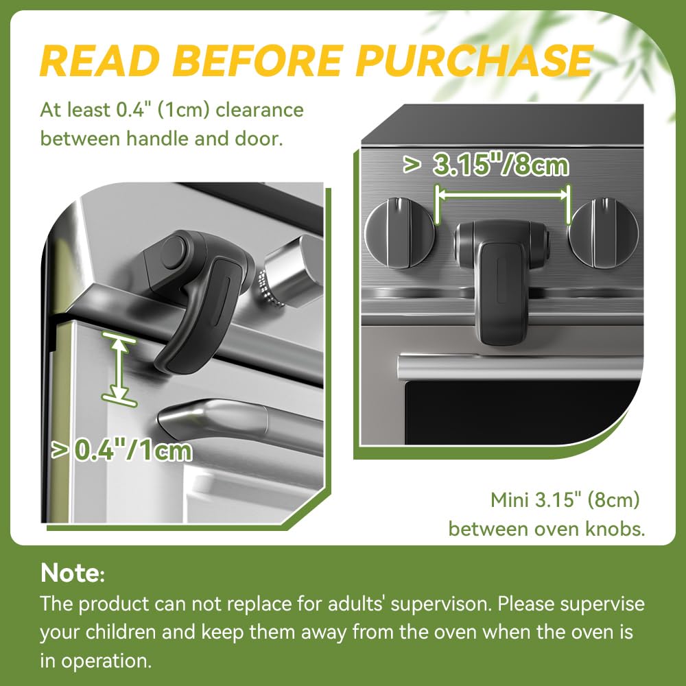 SAFELON 1 PC Baby Safety Oven Door Lock, Kitchen Safety Locks for Babies, Childproof Oven Locks for Kids, Heat-Resistant, No Screws & Drilling (Black)