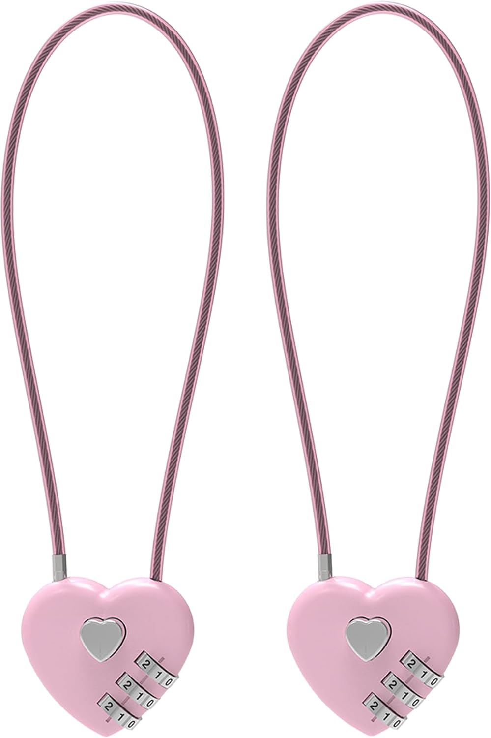 Small Cable Lock with Combination, Combo Lock with Code, Pink Cable Padlock for Luggage, Cabinet, Closet, French Fridge Door, Stroller, Bike Helmet, Pet Cage, Pool Gate, Outdoor Fence