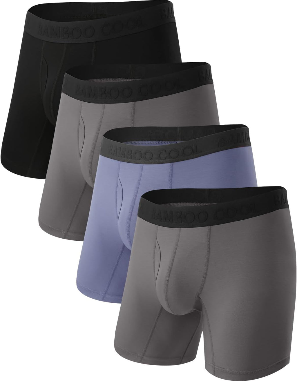 BAMBOO COOL Men's Ultra Breathable Underwear,No Riding Up Boxer Briefs with ComfortFlexible Waistband,Multipack