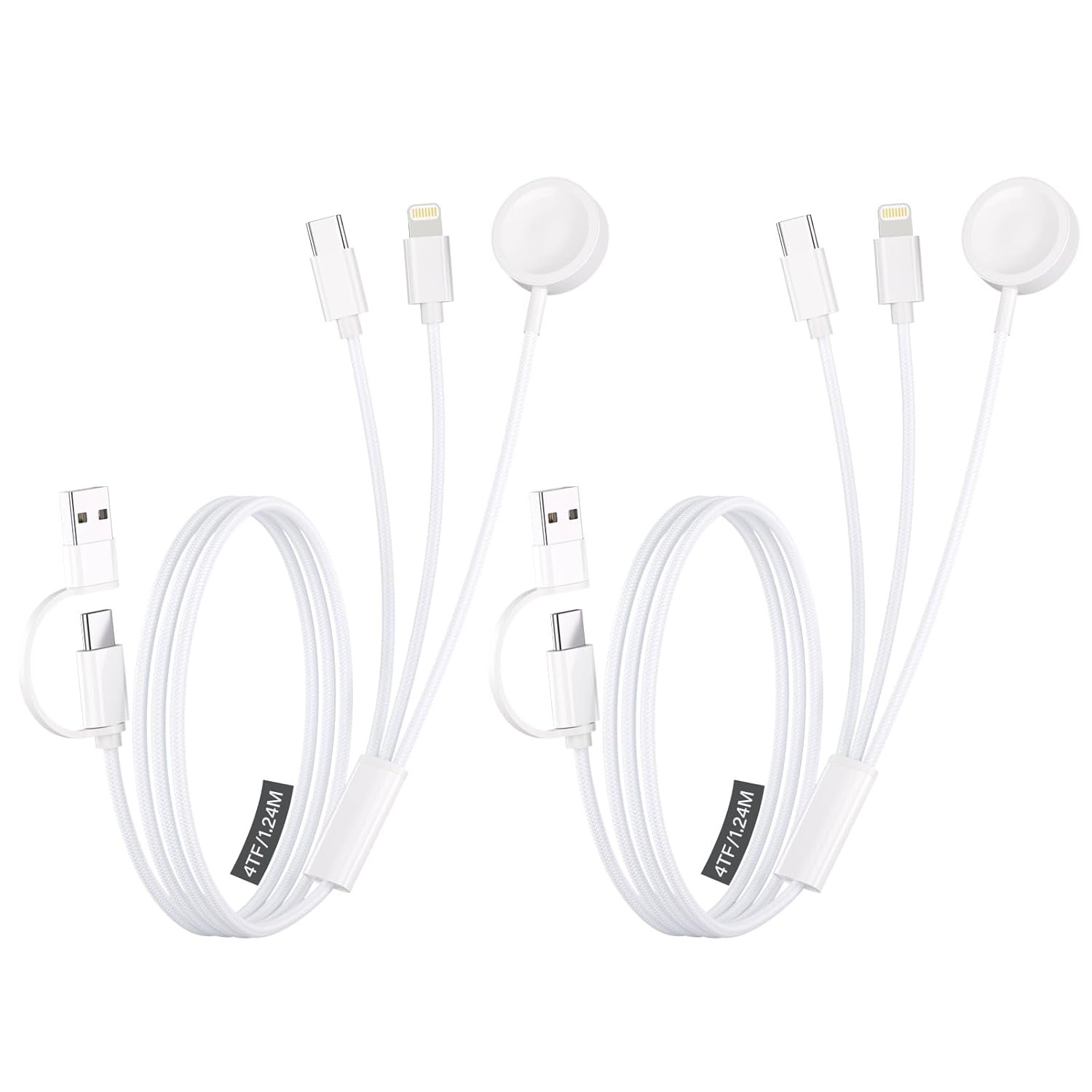 Travel Essentials,3 in 2 USB C Cable for Apple Watch Charger ，Multi Charging Cable Cord,Vacation Camping RV Essentials,Portable Designed for iWatch Series 11-2/Ultra/SE &iPhone 17-12-4FT(2Pack 4FT)