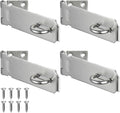 JQK Door Hasp Latch Lock, 5 Inch Stainless Steel Safety Packlock Clasp, Brushed Finish 4 Pack, DL130-BN-P4