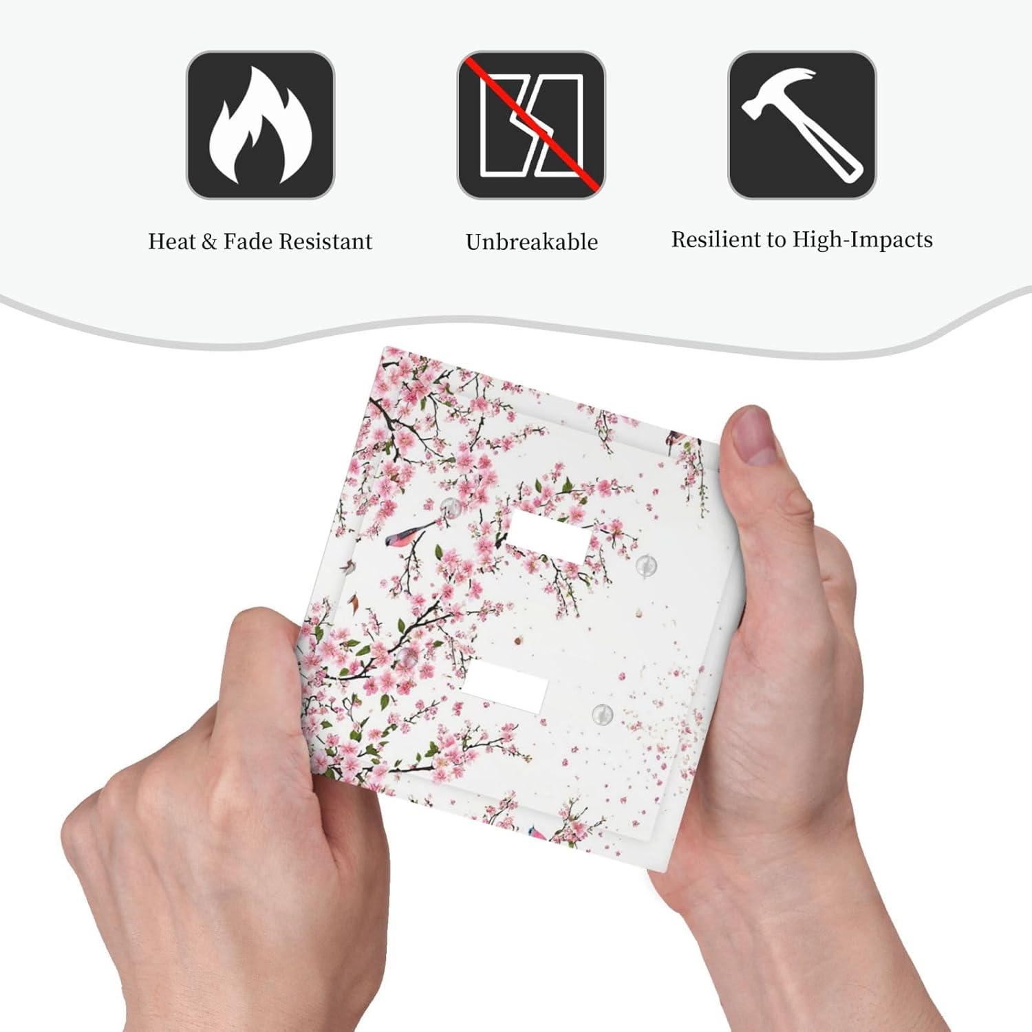 Decorative Light Switch Plate Covers Rustic Plum Blossom Pink Flowers 2 Gang Light Switch Cover Unique Double Toggle Wall Plate Outlet Covers for Bedroom Home Decor（2 Pack）