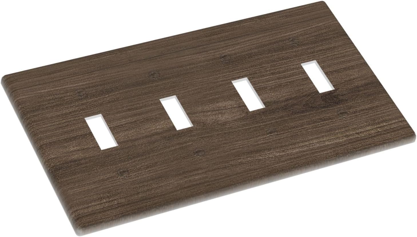 Light Switch Cover Plate Rustic Walnut Wood Grain 4 Gang Quad Toggle Wall Plate Electrical Outlet Cover Decorative Switch Plate Covers for Farmhouse Cabin Decor