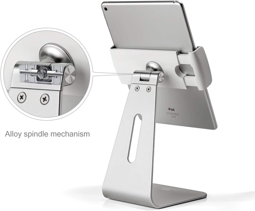 Viozon iPad Pro Stand, Tablet Stands 360° Rotatable Aluminum Alloy Desktop Mount Stand Compatible with 7-13inch iPad Pro iPadAir iPad Mini Surface and Surface Pro (Silver General)