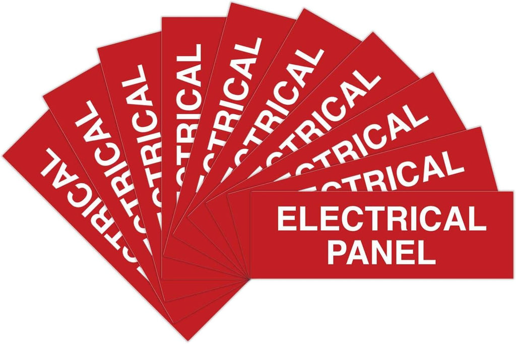 All Quality Basic Electrical Panel Sign - Fire Regulation Safety Compliance Sign -Red - Small (10 Pack)