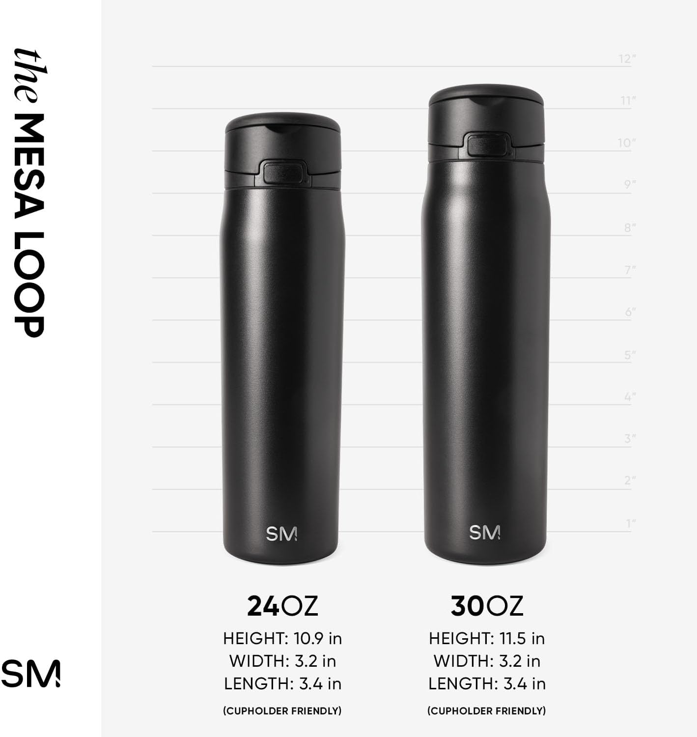 Simple Modern Mesa Loop Water Bottle with Covered Straw and Handle | 30oz Cup Holder Friendly Insulated Stainless Steel Bottles for Travel, Sports and School | Lemoncello