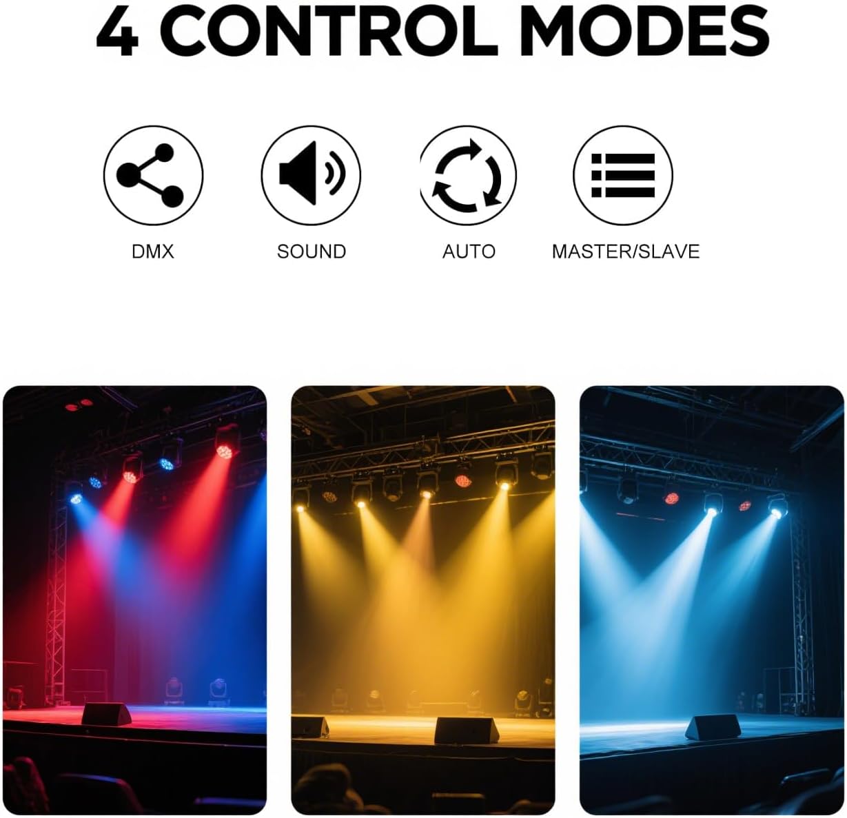 Dj Lights for Parties Moving Head 6-Arm with Remote Control RGBW LED DJ Stage Lights Professional Disco Light DMX512 & Sound Activated Rotating Light for Wedding Live House KTV Bar & Club Christmas