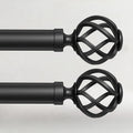 2 Pack Curtain Rods for Windows 28 to 48, 1 Inch Adjustable Decorative Black Curtain Rod, Modern Heavy Duty Drapery Rods with Twisted Cage End, Telescoping Splicing Structure, Size 32"-60"
