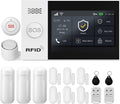 YBJ 16-Piece-Kit Full Touch Screen Wireless Smart Home Alarm System, DIY 4G and WiFi Burglar Alarm System for Home Security with APP Alert, Motion Detector, Door Window Sensor, Remote Control, Siren