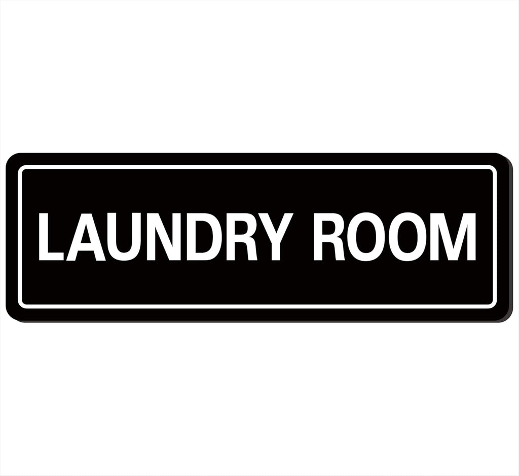 Laundry Room Sign, Premium Durable Acrylic Material, Super Strong Adhesive, Quick Installation, Suitable for Your Home and Business (9 × 3 Inches, Black)