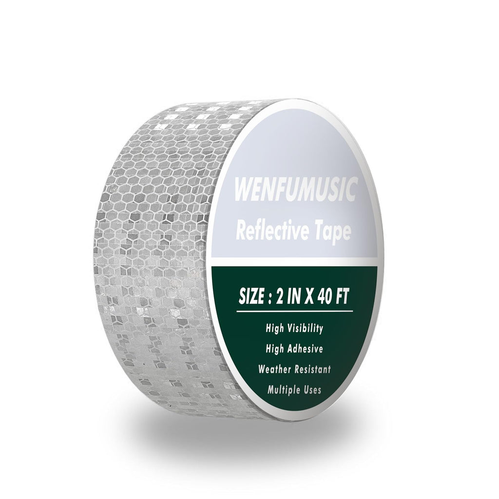 Reflective Tape 2" x40ft Fluorescent White, DOT-C2 Waterproof Reflective Stickers & Reflector Tape with Strong Adhesive for Trucks, Trailers, Motorcycles, Bikes, Outdoor Safety