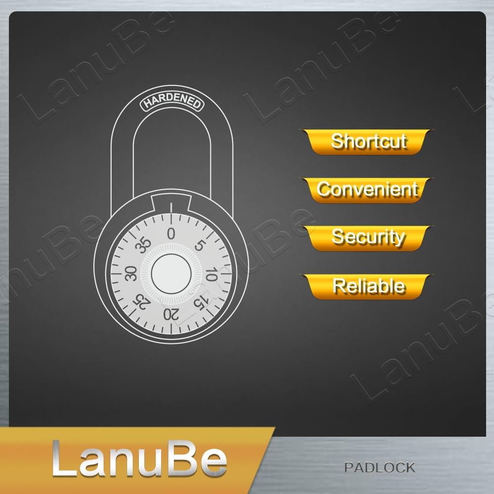 LanuBe Lock Standard Dial Combination Lock, 2 in. Wide, with Different Combinations, Black Turnplate, Pack of 24; Lock for School, Employee, Gym & Sports Locker, Case, Toolbox, and so on