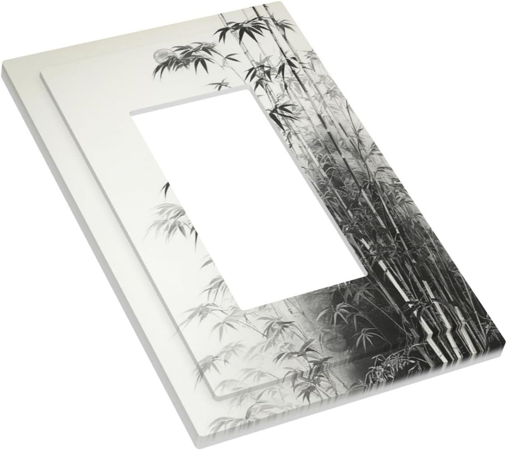 Outlet Covers Watercolor Vintage Ink Bamboo Forest 1 Gang Wall Plates Single Rocker Light Switch Covers Decorative Switch Plates Electrical GFCI Panel Covers for Home Office Decor 5 X 3 IN