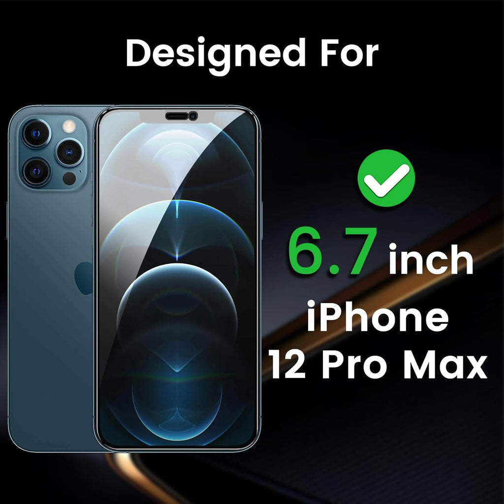 3 Pack Privacy Screen Protector for iPhone 12 Pro Max 6.7 Inch with 3 Pack Camera Lens Protector, Anti Spy Tempered Glass Film, Anti-Scratch, Touch Sensitive, Case Friendly