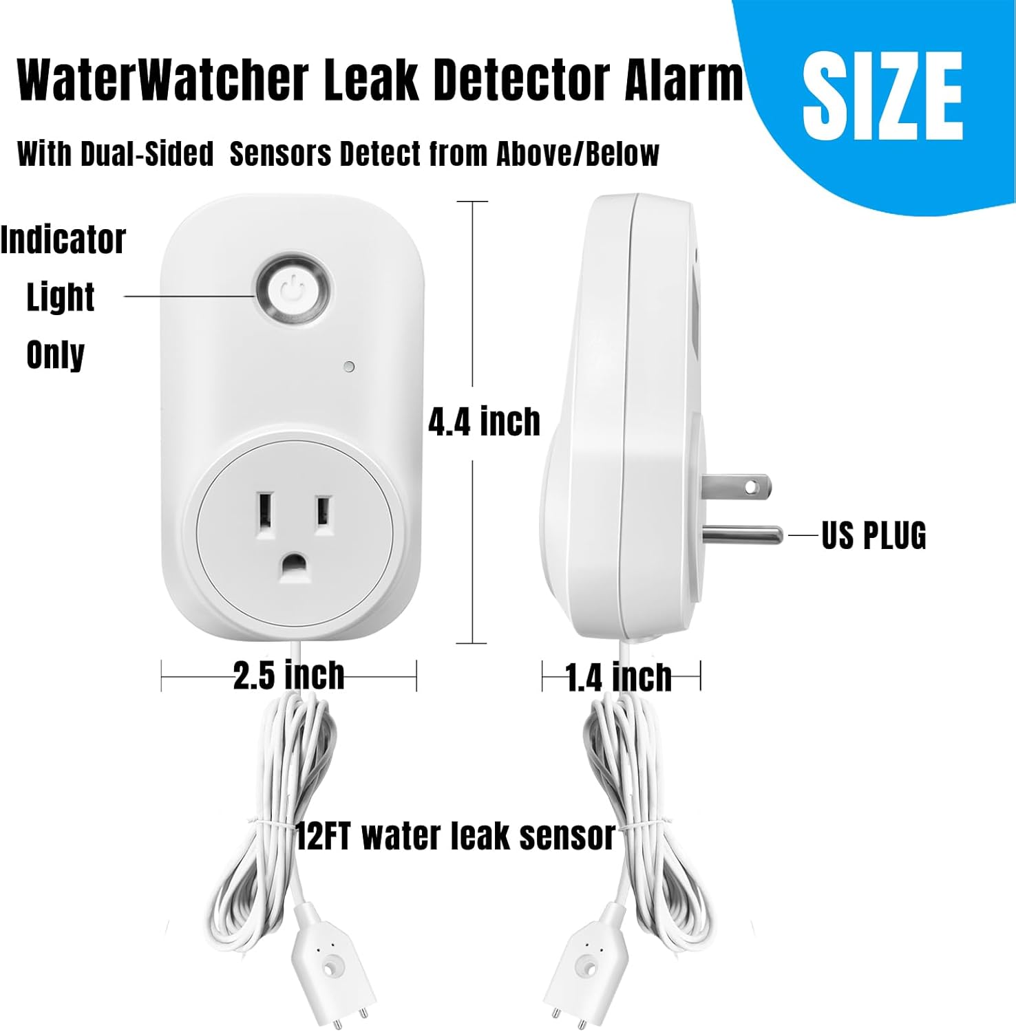 Smart Overflow Detection Sensor - Water Overflow Alarm with Real-Time Alerts for Home, Office & Basement Protection