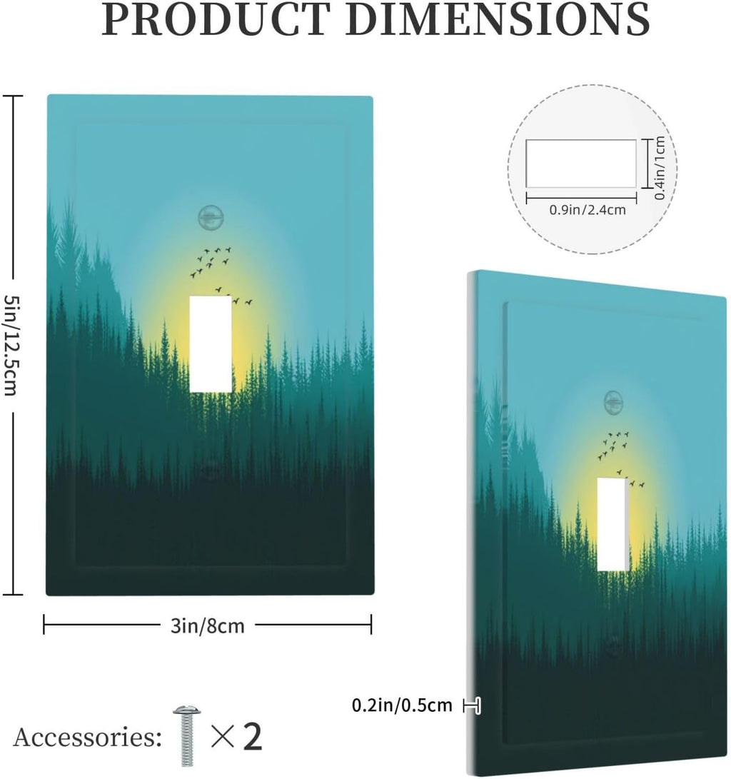 Green Forests And Birds Sun Woodland Decorative Light Switch Cover 1 Gang Single Toggle Decorator Outlet Wall Plate Device Electrical Faceplate Switchplates for Bedroom Bathroom Decor