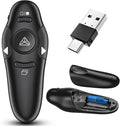 2-in-1 USB Type C Presentation Clicker Wireless Presenter Remote with Laser Pointer, RF 2.4GHz USB C PowerPoint Clicker Slide Advancer for Computer/Mac/Laptop