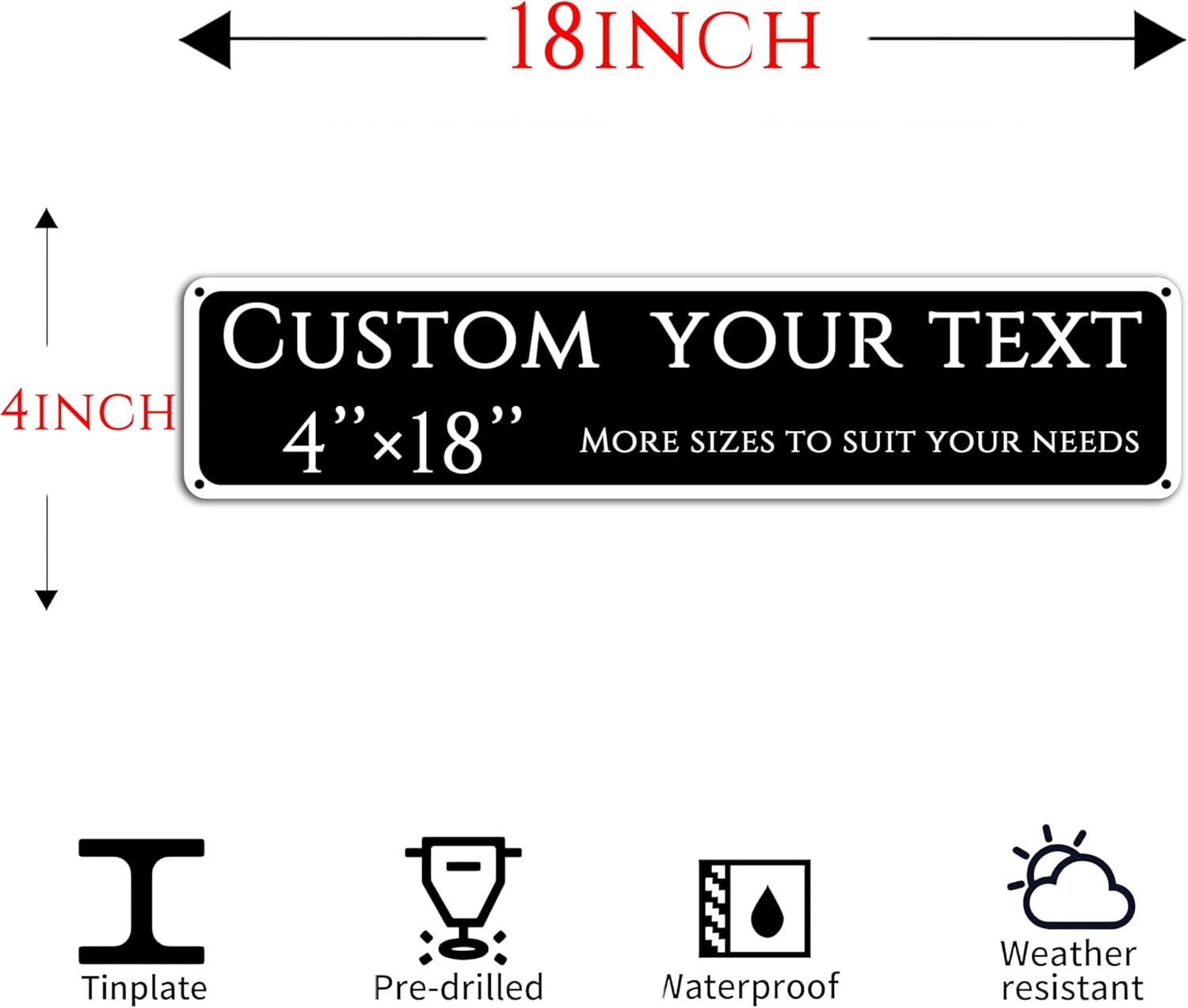 Custom Sign, Custom Indoor/Outdoor Decorative Sign，Aluminum Weatherproof Metal Sign Multiple Sizes, Ccustomized outdoor signs, Business, Workplace, office, Home, Delivery Signs(4 * 18 Inch)