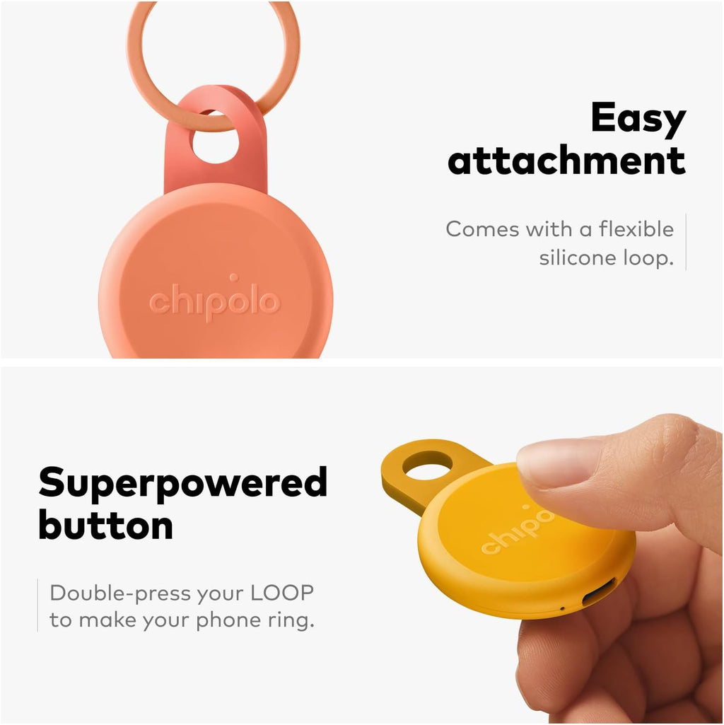 Chipolo LOOP - Rechargeable Bluetooth Tracker for Key and Pocket Location, Compatible with Apple or Google, Call Your Phone & Out of Range Alerts for Android (Navy)