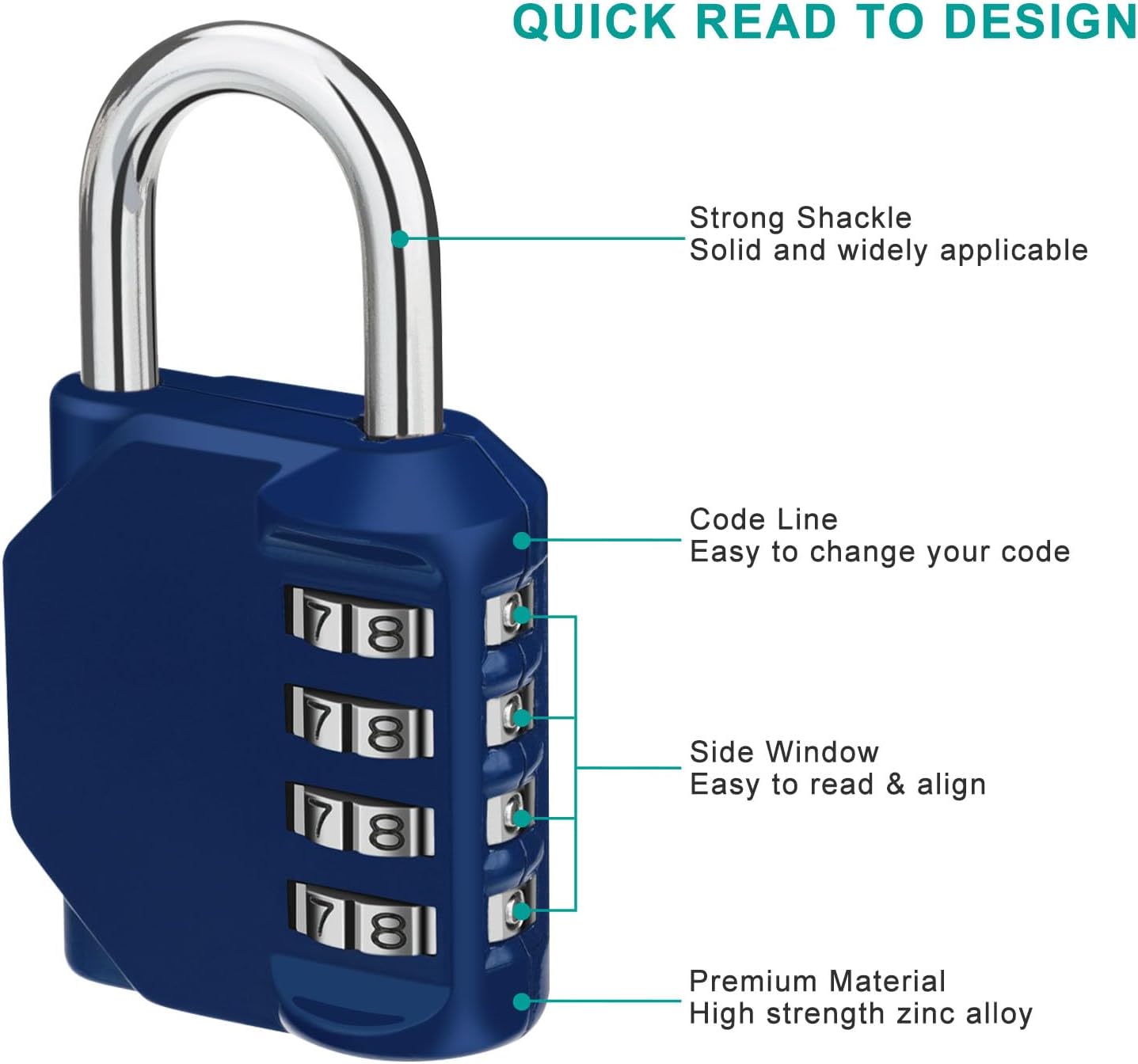 ZHEGE Combination Lock 2 Pack, 4 Digit Padlock for Gym, Employee, School, Fence. Hasp Cabinet & Storage - Set Your Own Keyless Resettable Combo