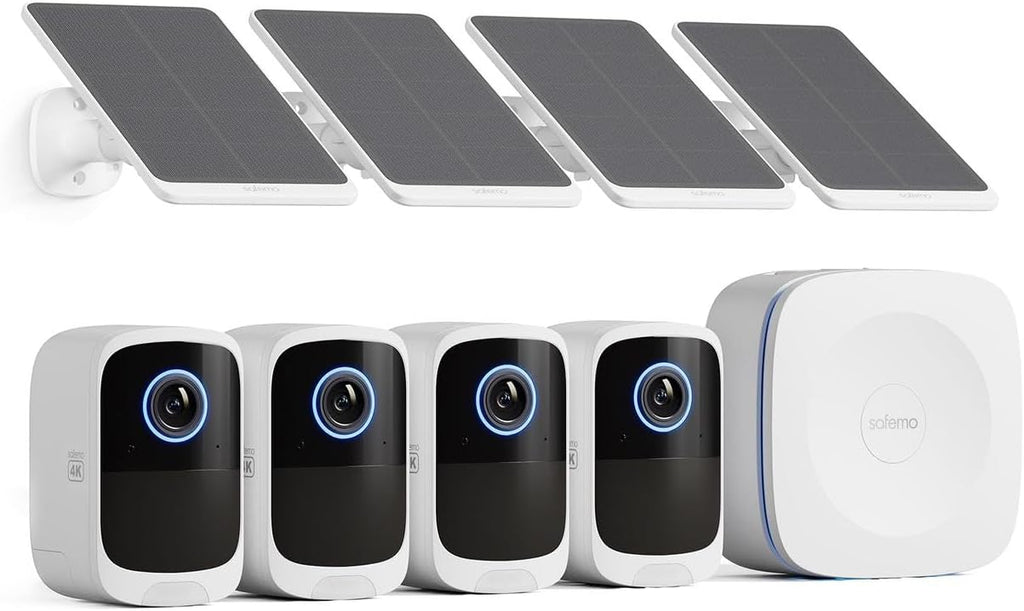 4K Security Cameras Wireless Outdoor/Indoor, Battery Cameras for Home Security, No Monthly Fees, 32G Local Storage, Advanced AI, 5W Solar Panels, Color Night Vision, 2-Way Audio, 2.4Ghz WiFi