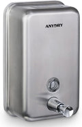 Commercial-Grade Manual Soap Dispenser, Durable Brushed Stainless Steel Finish, 37oz (1100ml) Liquid, Wall-Mounted for Bathroom & Kitchen