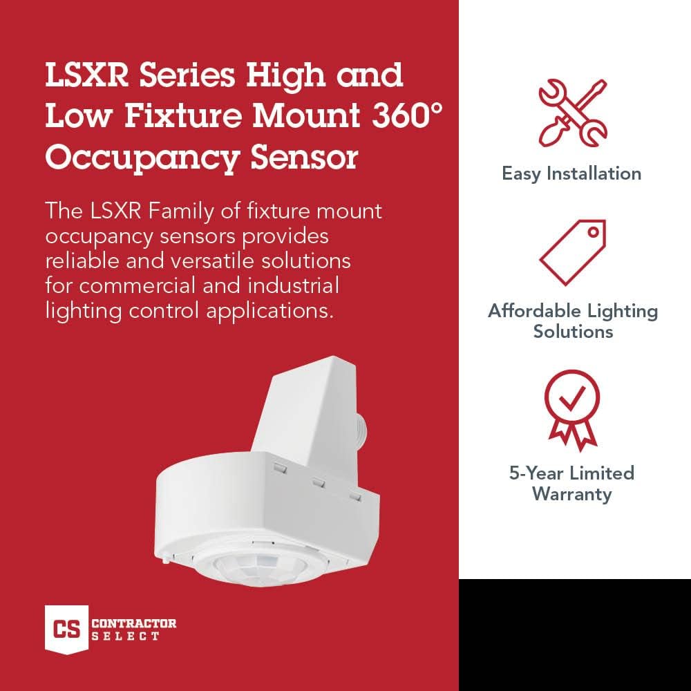 SensorSwitch Line Voltage Fixture Mount Occupancy Sensor, Indoor PIR Motion Sensor Light Control for Commercial Ceiling Lights, MVOLT 120–277V, High & Low Mount 360º Motion Detection