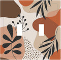 Decorative Switch Plates Boho Botanical Orange Green Beige Minimalist 2 Gang Double Toggle Outlet Light Switch Cover Wall Plate Electrical Faceplate for Bedroom living Room Decor