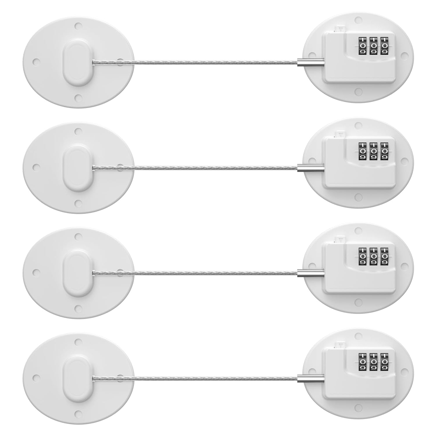 Refrigerator Lock - Heavy Duty Combination Fridge Lock, Child Proof Cabinet Locks,No Keys Needed(White- 4 Pack)