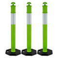 VEVOR 3 Pack Traffic Delineator Posts, 48 inches Traffic Safety Cones with Weighted Base and Reflective Strips, Heavy Duty Delineator Posts for Construction Site, Parking Lot, Crowd Control, Green