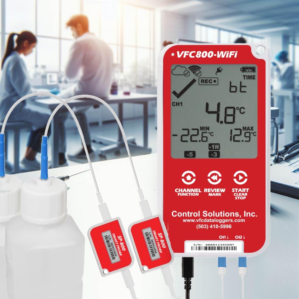 Control Solutions VFC800 Temperature Data Logger (VFC800-WiFi 10Ft Dual Probe)