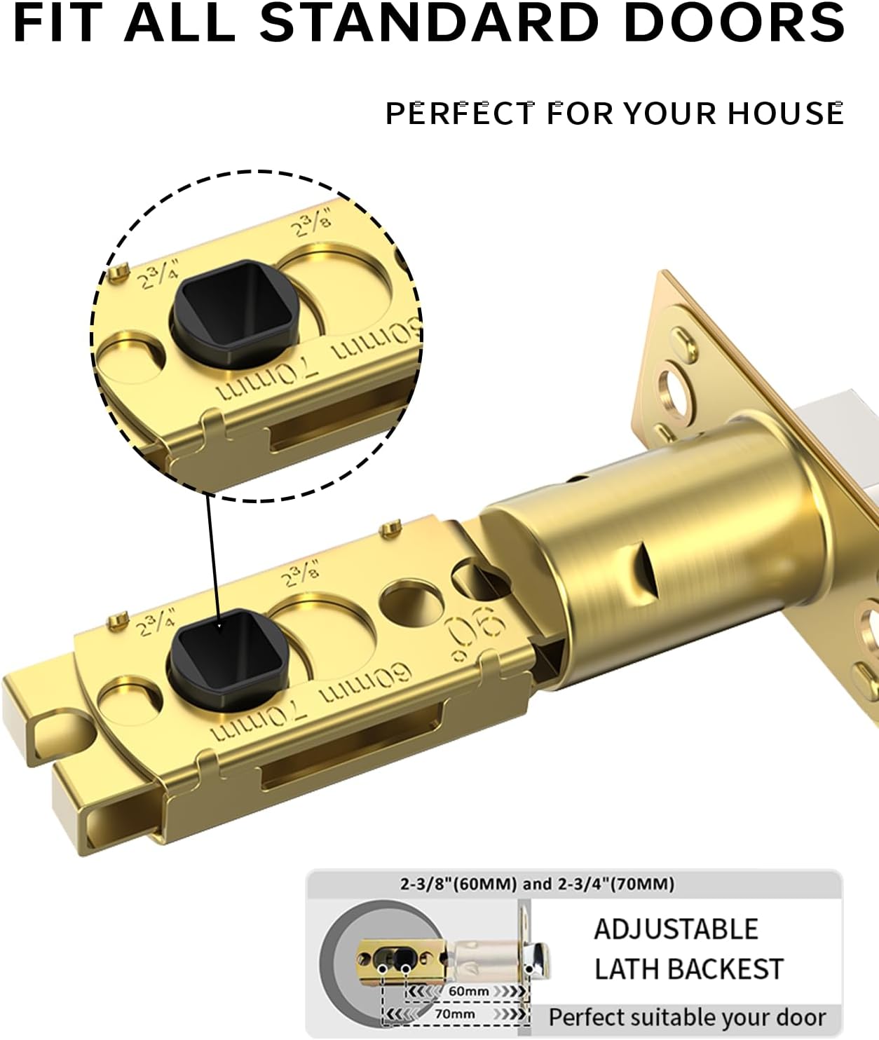 Asidrama 1 Pack Champagne Bronze Passage Door Handles, Door Lever with Door Knobs Indoor for Bedroom or Bathroom, Heavy Duty Door Handles Interior with Locks for Left Right Sided Doors