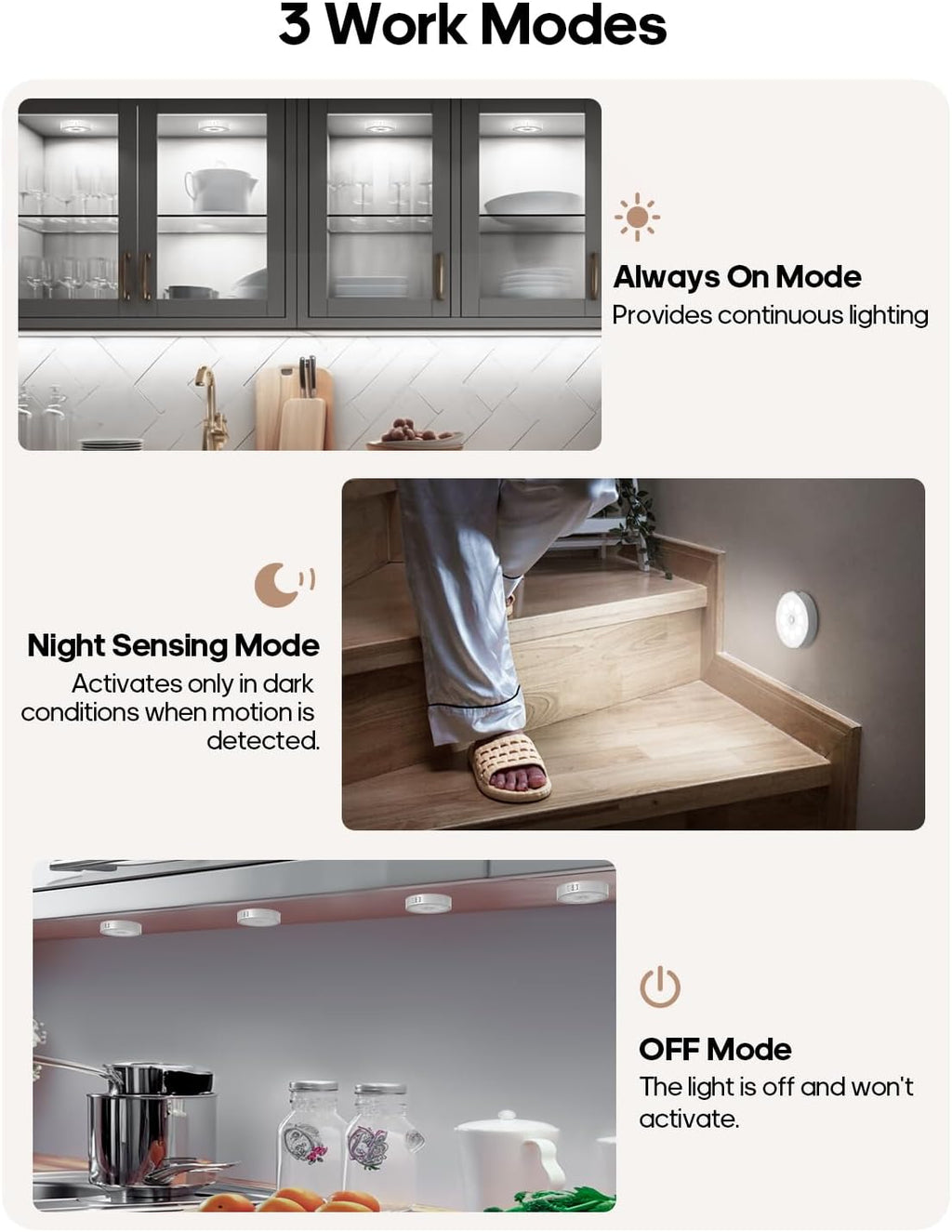 Led Under Cabinet Lighting, Motion Sensor Light Indoor, 1000mAh Puck Lights with IR Remote, Rechargeable Under Counter Lights for Kitchen,Cabinets,Closet,Stairs Indoor (6 Pack)