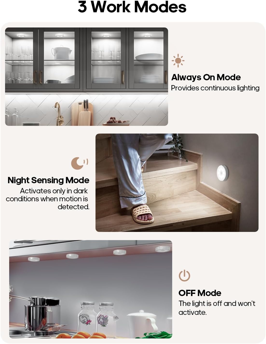 Led Under Cabinet Lights, Motion Sensor Rechargeable Light, 1000mAh Puck Lights with IR Remote, Under Counter Lights for Kitchen,cabinets,Closet,Stairs Indoor