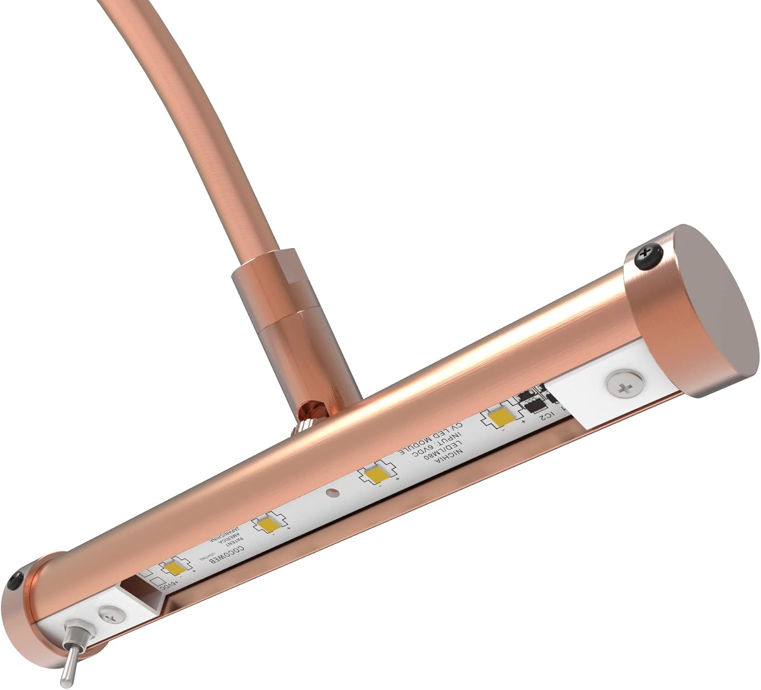 Cocoweb 6 Inch Tru-Slim Copper Picture Light - LED, 2700K, Adjustable Arm, Plug-in, Toggle Switch, Sleek and Compact Design
