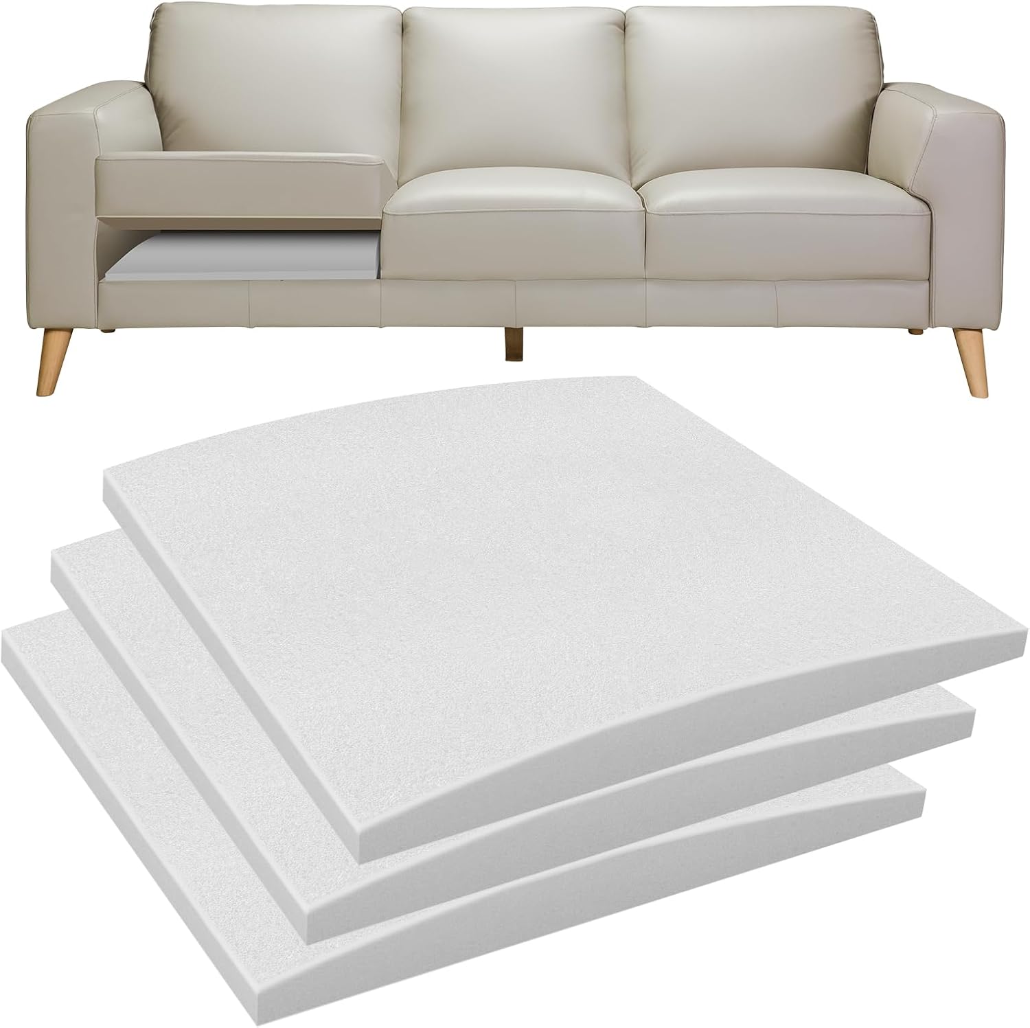 Couch Cushions Support for Sagging Seat -20"X 20"Curved Foam Sofa Cushion Support Board,Grey Couch Supporterfor Under The Cushions,Set of 3