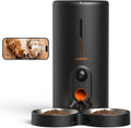 WOPET Automatic Cat Feeder with Camera for Two Cats, 6L Automatic Dog Feeder with HD Video and Night Vision, 5G/2.4G WiFi Pet Feeder for Cats & Dogs, SD Card Storage & 2-Way Audio