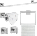 TQKAG 5-Piece Bathroom Hardware Set Brushed Nickel Classic Wall Mounted SUS304 Stainless Steel Bathroom Accessories Set 23.6" Towel Rack for Bathroom, Brushed Nickel