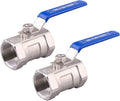 DERNORD Stainless Steel Ball Valve 1PC Type 1.25 Inch NPT Standard Port for Water, Oil, and Gas (Pack of 2)