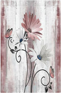 Light Switch Cover Plate Pink White Daisy Butterfly Wood Grain 1 Gang No Device Blank Electrical Wall Plates Faceplate Decorative Switch Plate for Farmhouse Bathroom Decor