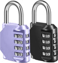 Combination Lock, 4 Digit Combination Padlock for School Gym Sports Locker, Fence, Toolbox, Case, Hasp Cabinet Storage (2 Pack, Purple & Black)