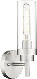 Emak Brushed Nickel Wall Sconce Light, Modern Bathroom Light Fixtures with Clear Glass Shade, 1 Light Wall Lights for Bedroom, Bathroom, Living Room, WS085-BN